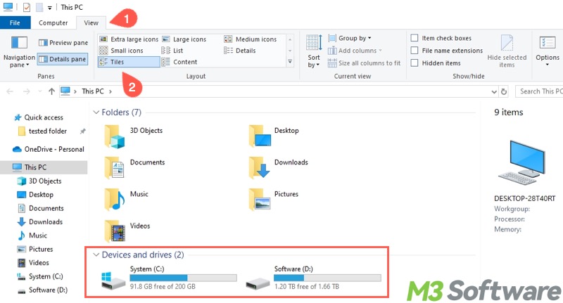 tiles layout in File Explorer