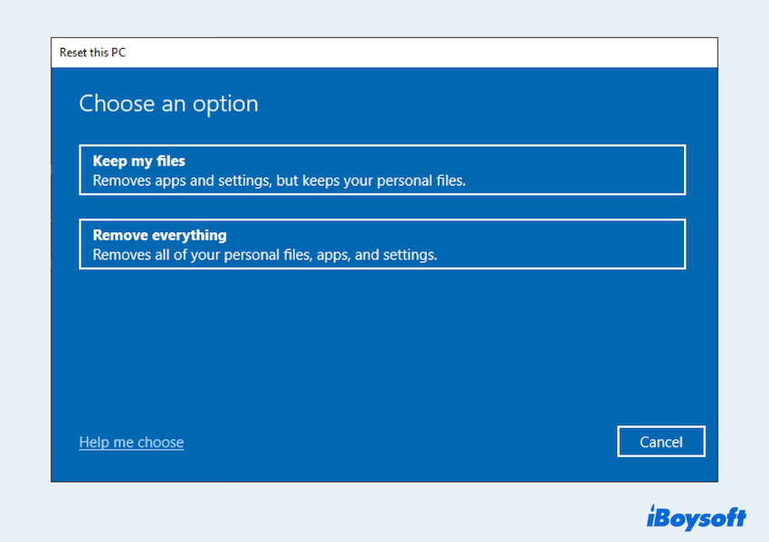 Reset this PC to fix error code 0x80070490