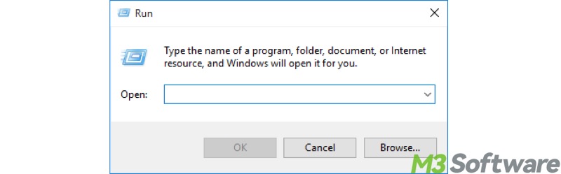 run dialog box Windows 10