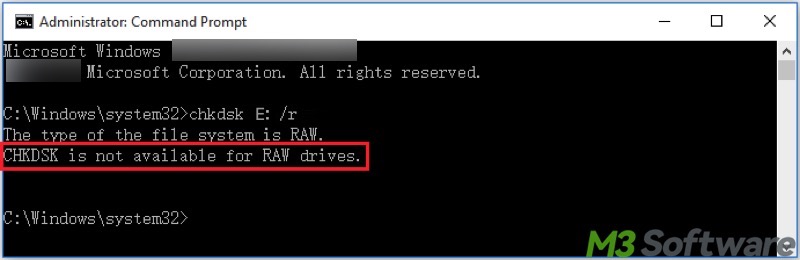 CHKDSK is not available for RAW drives