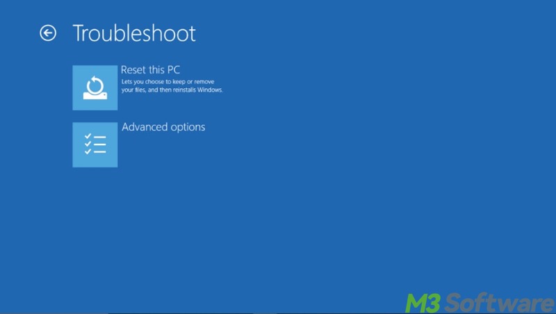 reset this pc from WinRE