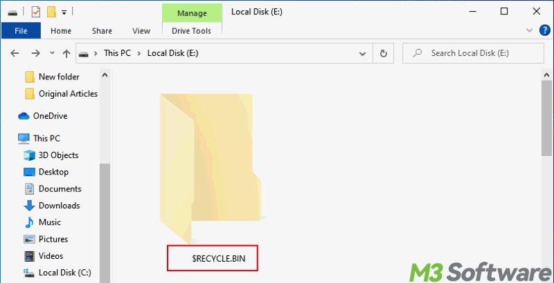 Recycle Bin folder in Windows 10