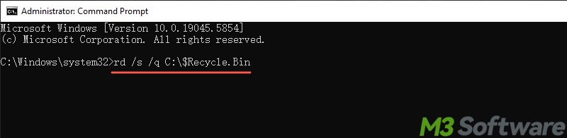 reset Recycle Bin through Command Prompt