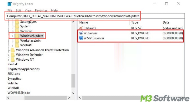 delete wuserver and wistatusserver in Windows 11