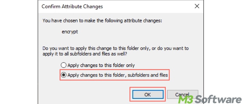apply changes to this folder subfolders and files in Windows