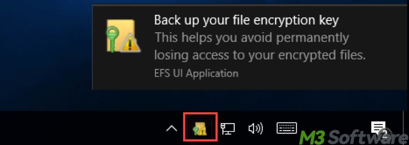 back up your encryption key notification
