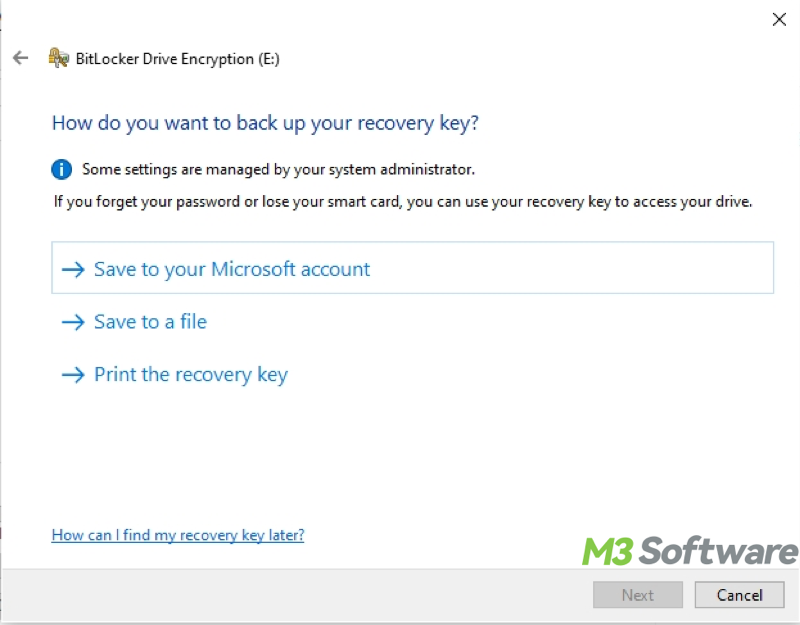 BitLocker back up BitLocker recovery key