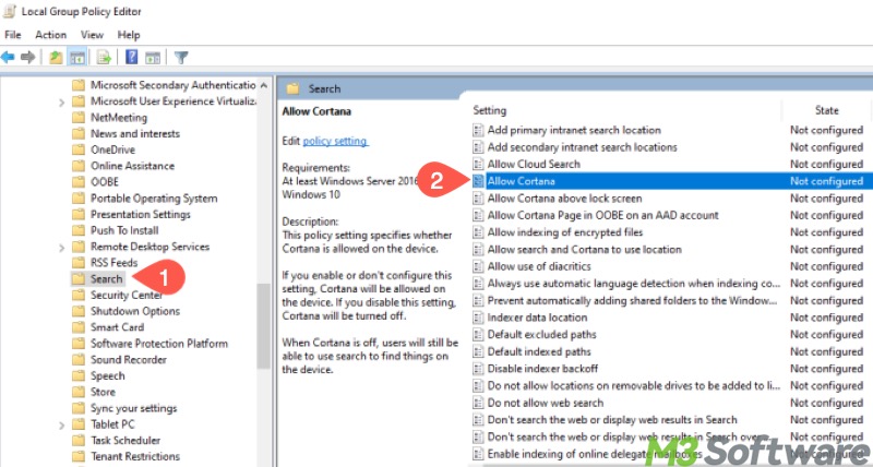 Allow Cortana in Local Group Policy Editor