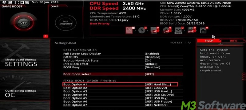 boot order in UEFI