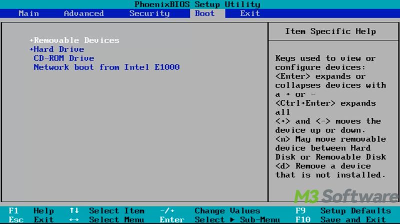change boot order in BIOS