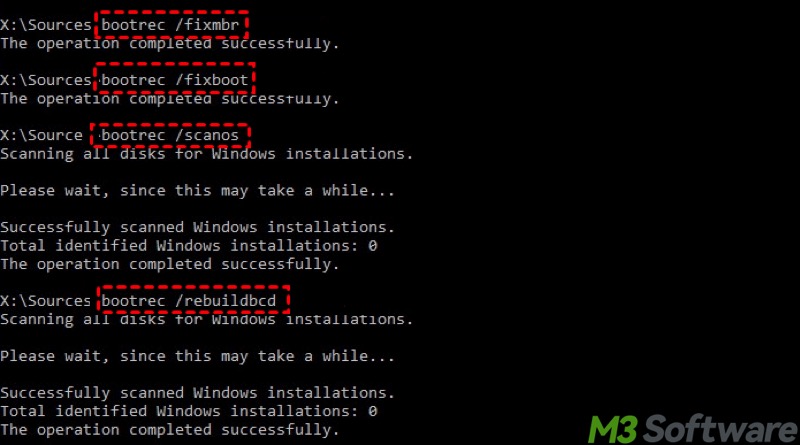 rebuild BCD through Command Prompt