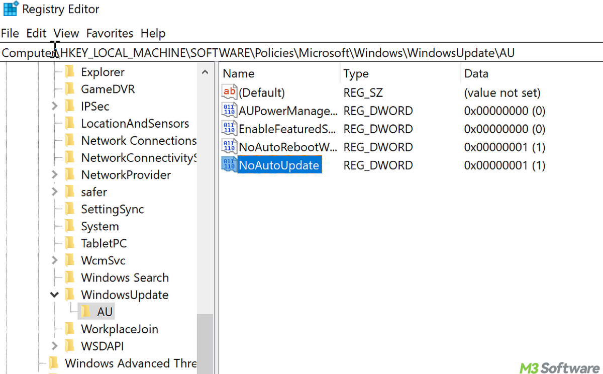 How to keep computer from restarting or updating with regedit