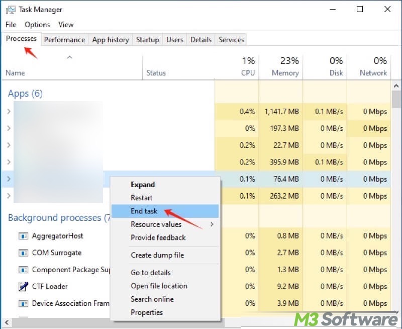 end task in Task Manager on Windows