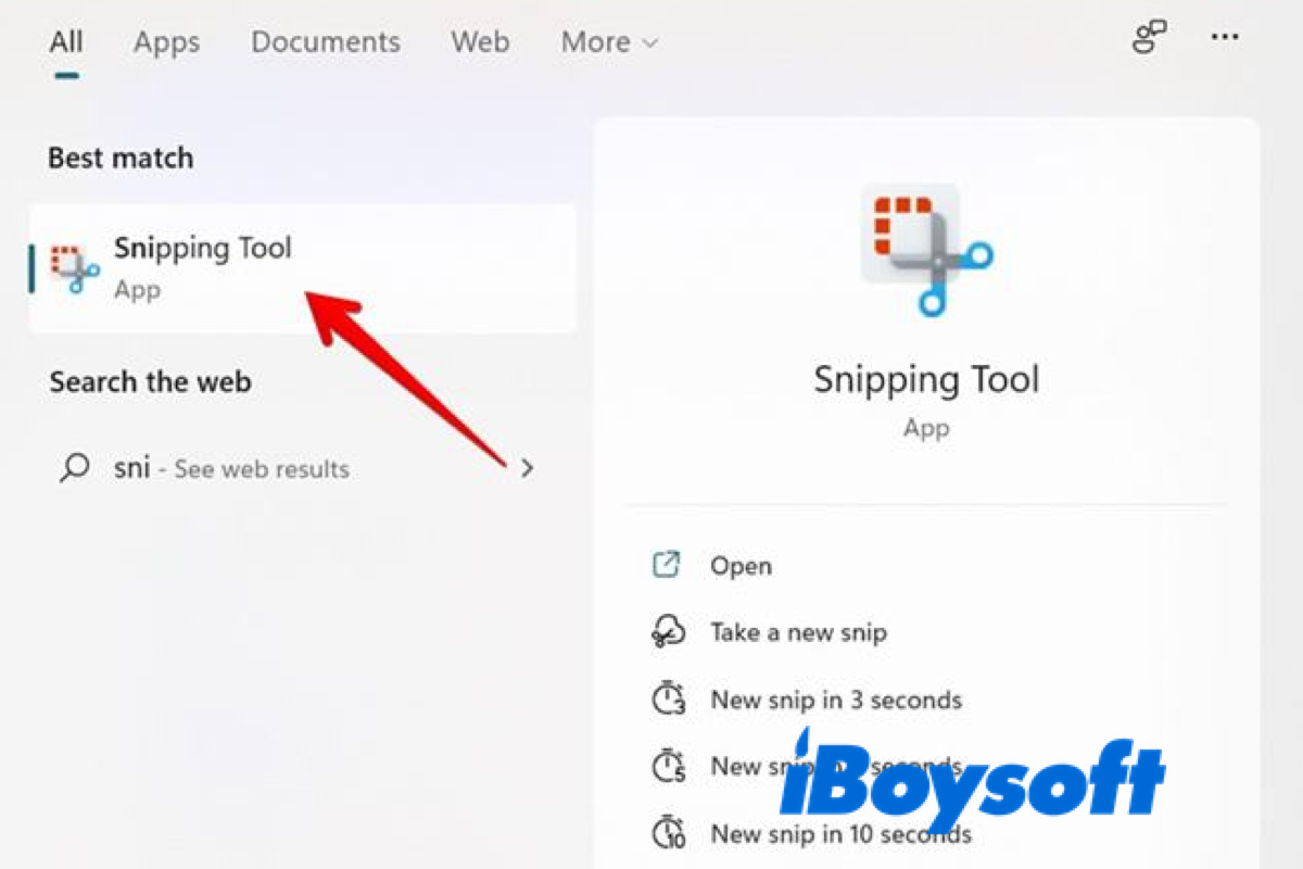 Snipping tool on windows