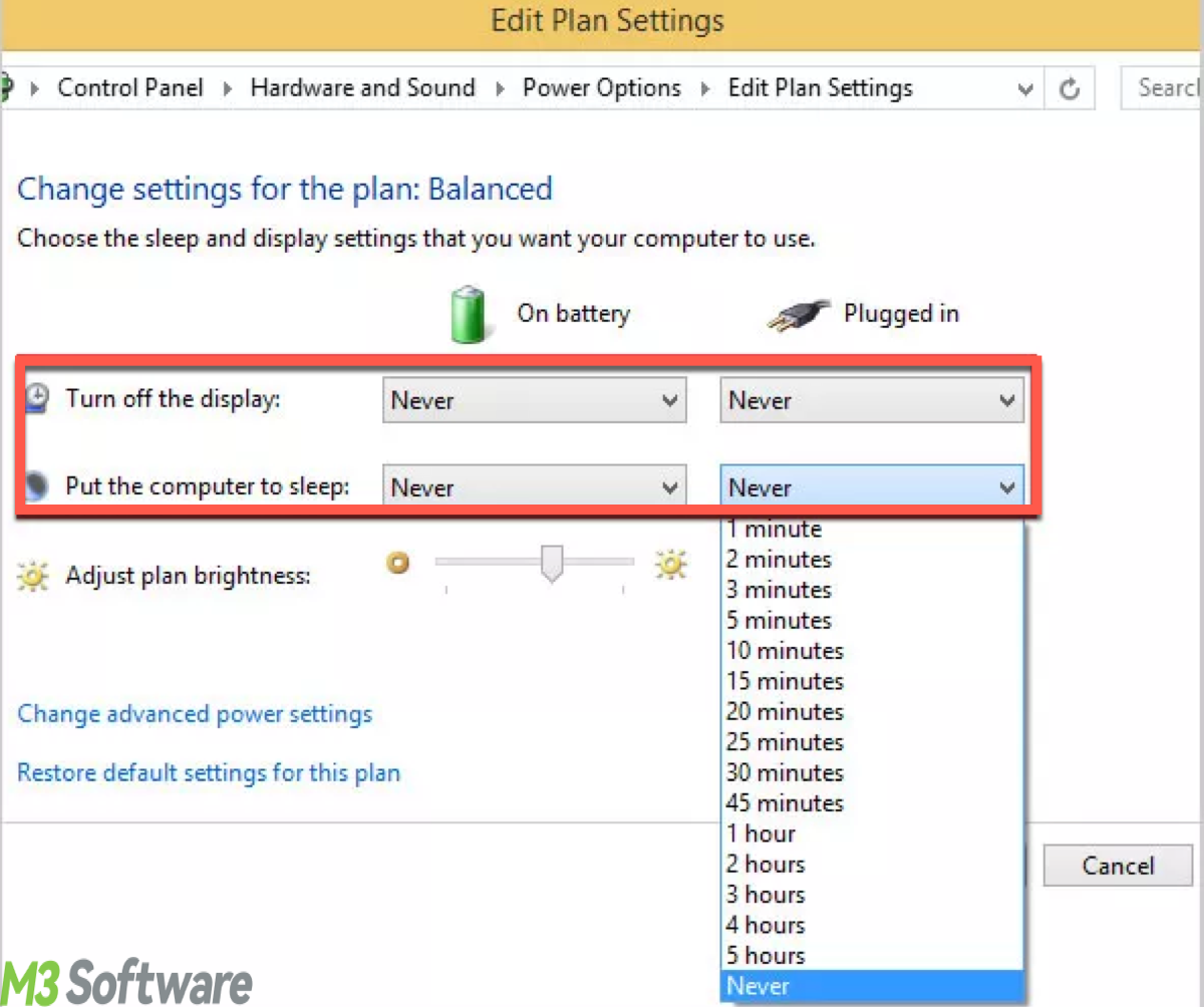 turn off Sleep Mode with Control Panel
