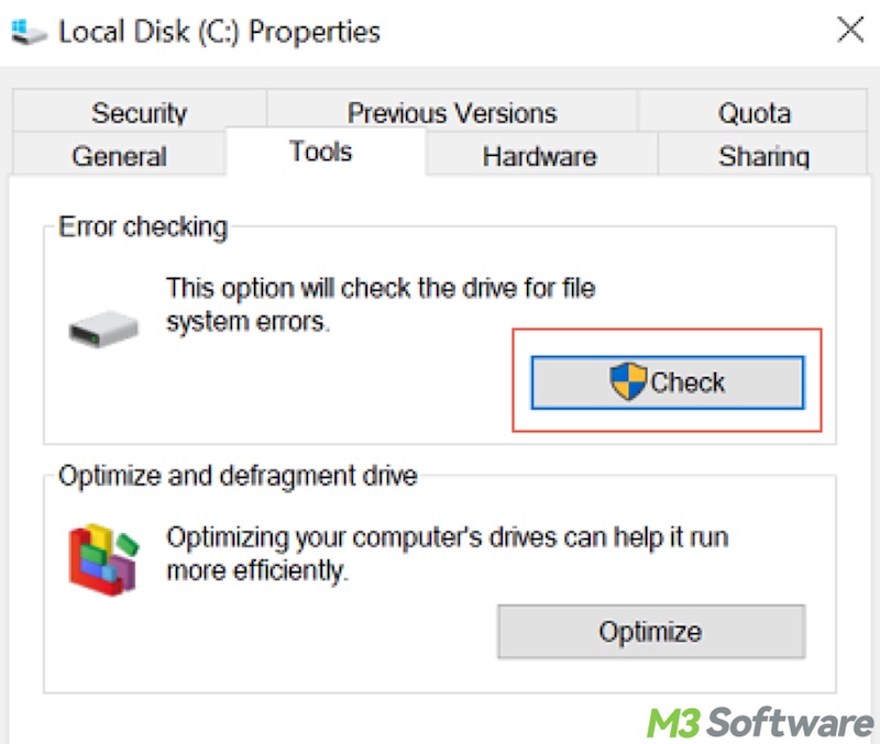 drive error checking Windows 11