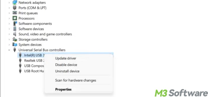 update USB driver in Windows 11 Device Manager
