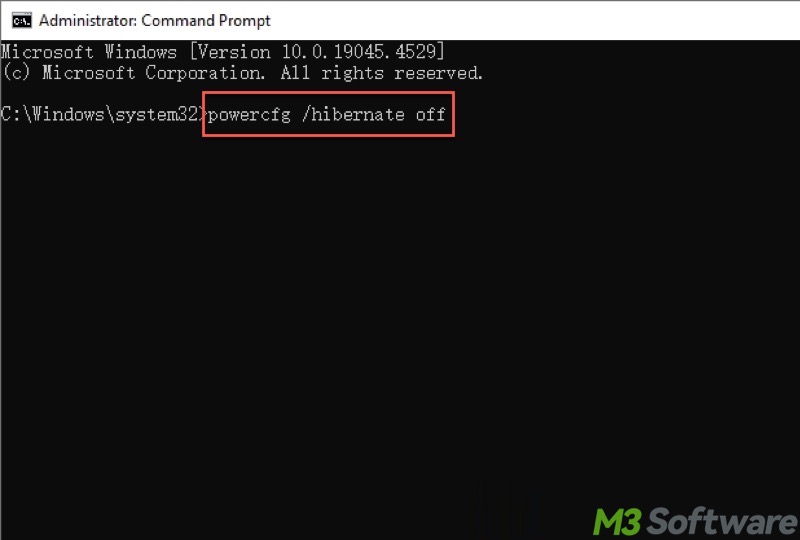 disable Hibernation mode via Windows Command Prompt
