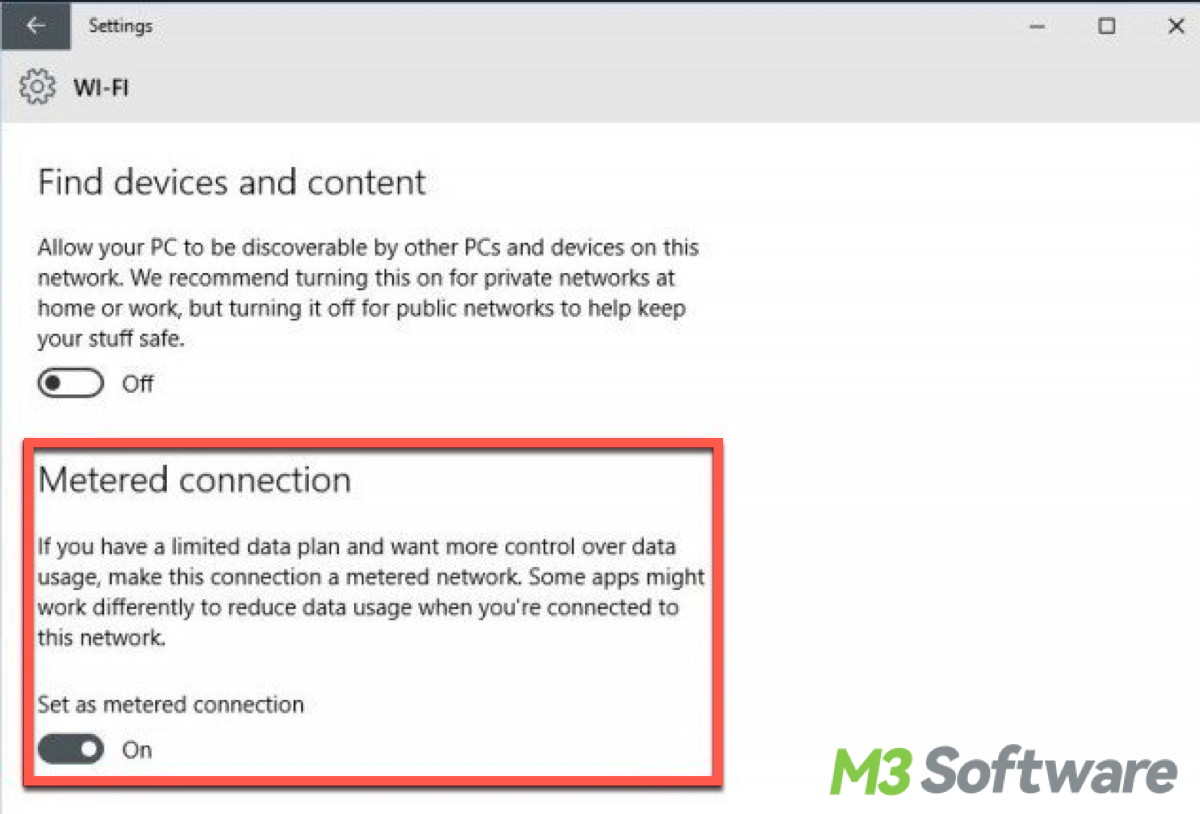 Prevent automatic upgrade via metered connection Setting