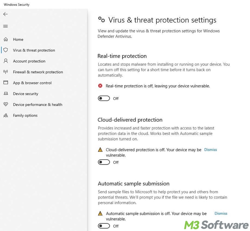 disable real time protection in Windows 11