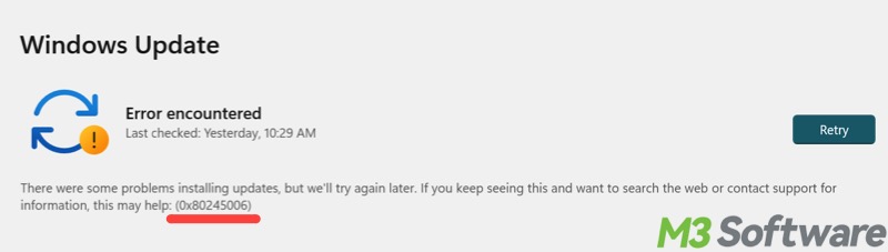Windows update error 0x80245006