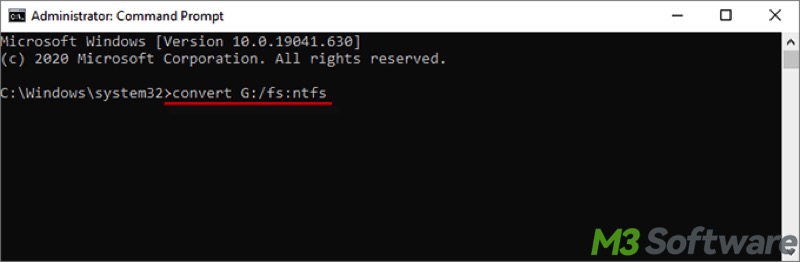 convert file system in cmd
