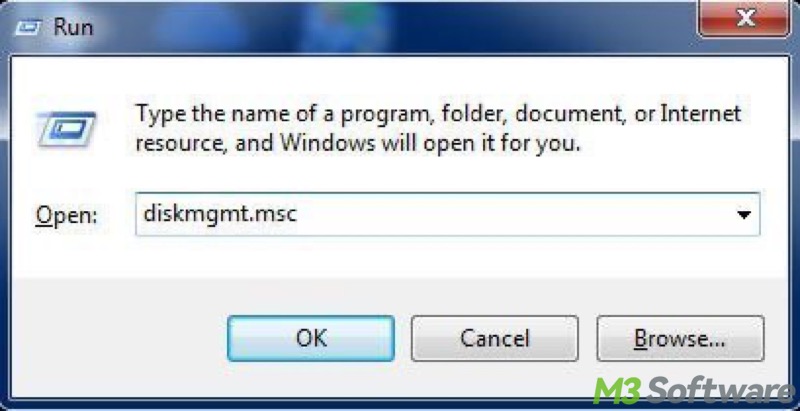 run disk management in run dialog box