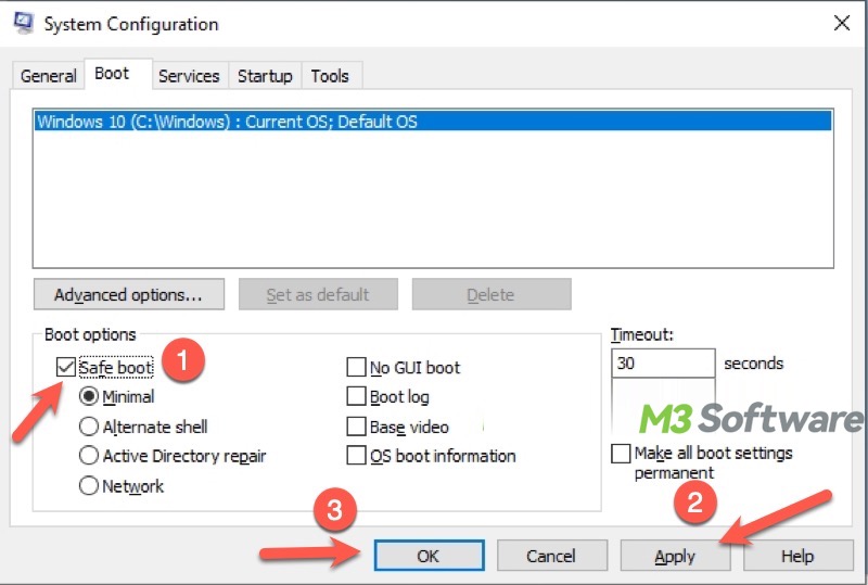 enable Safe Mode on Windows 10