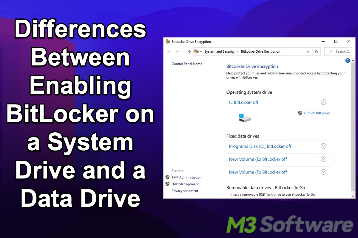 difference of BitLocker between system drive and data drive