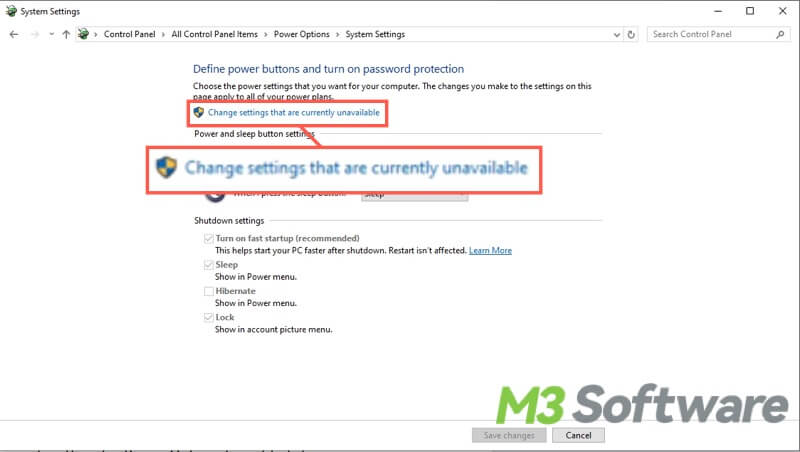 change settings that are currently unavailable