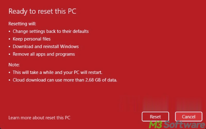 factory reset on Windows