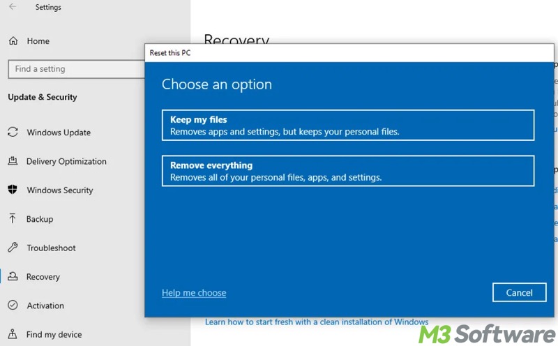 reset this pc on Windows 10