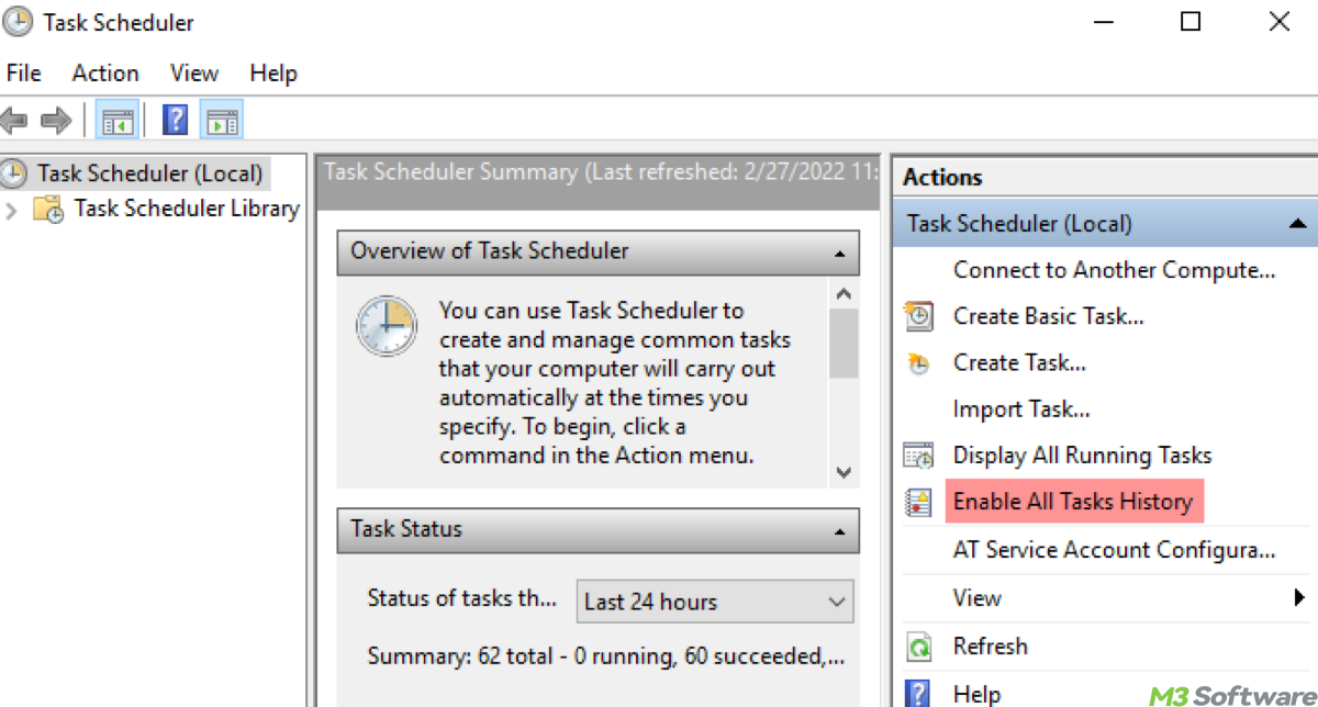 Enable all task history
