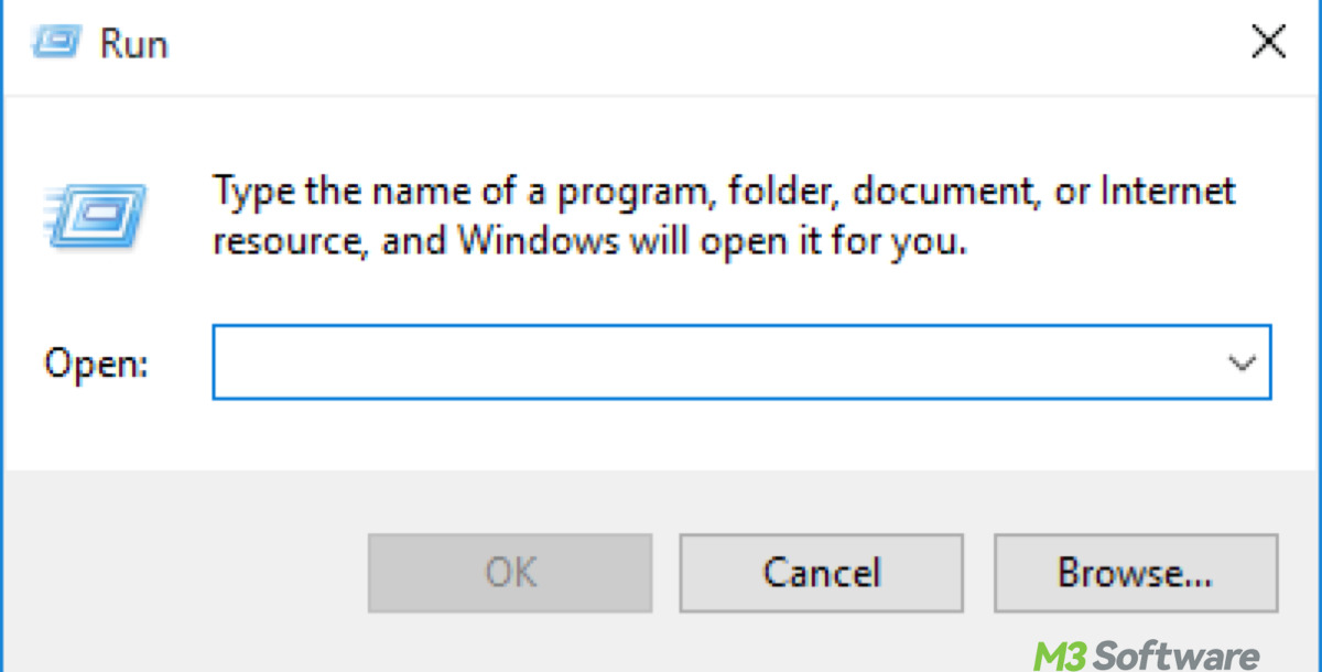 Run dialog box