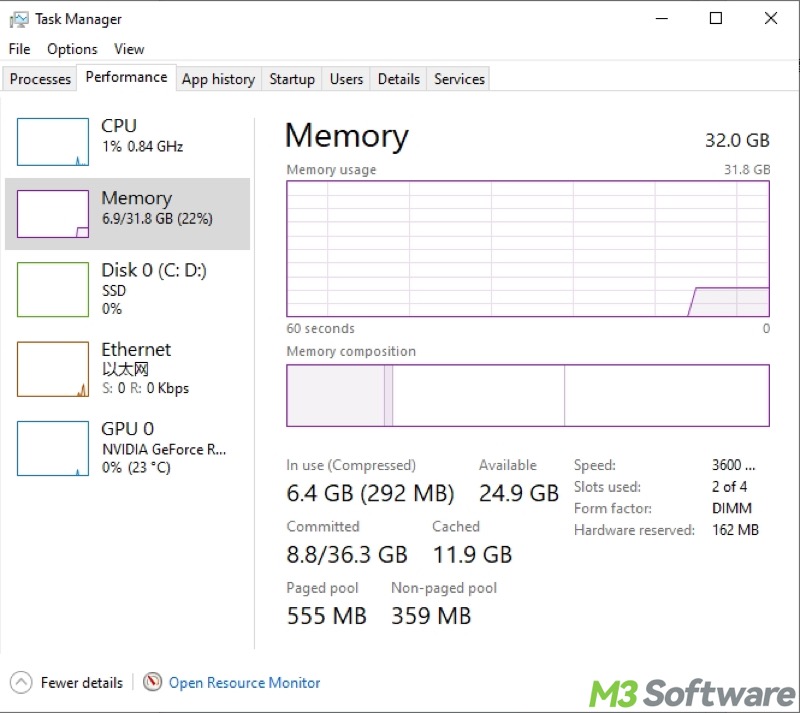 performance in Task Manager Windows 10