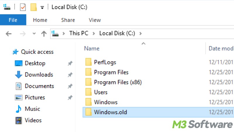 Windows old folder on Windows