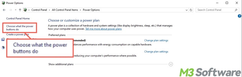 choose what the power buttons do in Control Panel