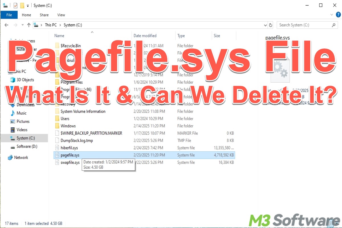Pagefile sys file in Local Disk C