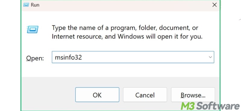 msinfo32 in Run dialog box Windows 11