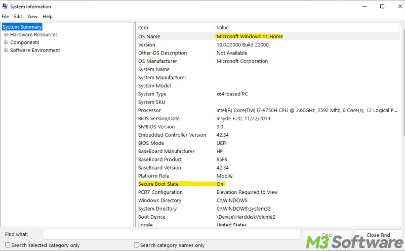 Secure Boot state Windows 11