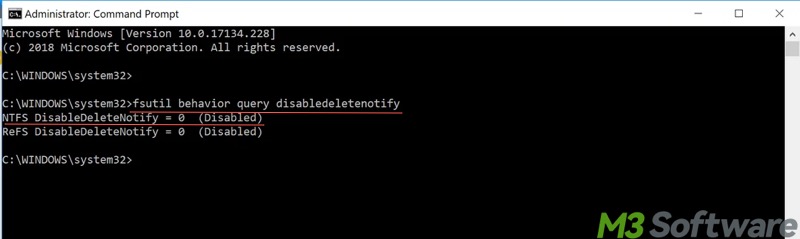 check SSD TRIM status in cmd