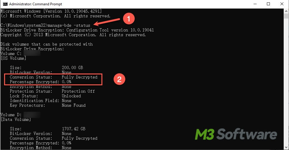 check bitlocker status via cmd