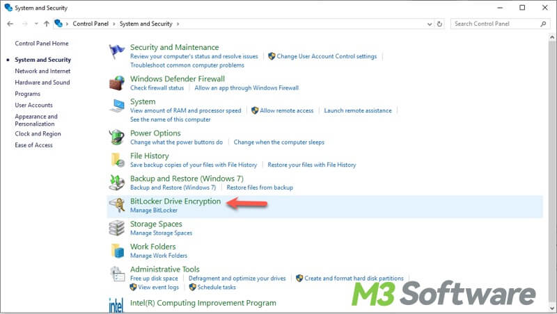 disable bitlocker control panel