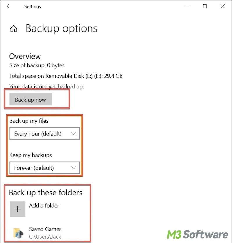 back up files using Windows File History