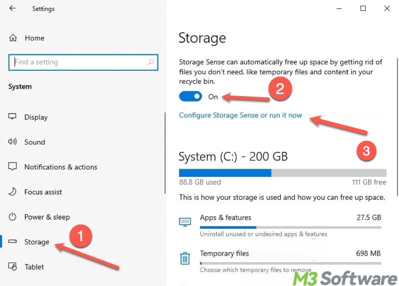 Storage Sense in Windows 10 Settings