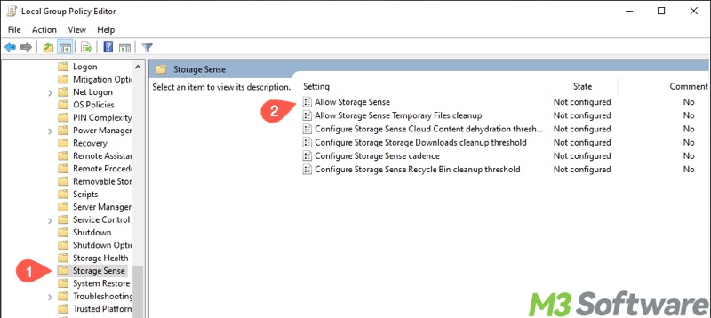 Windows Storage Sense in Windows 10 Local Group Policy Editor