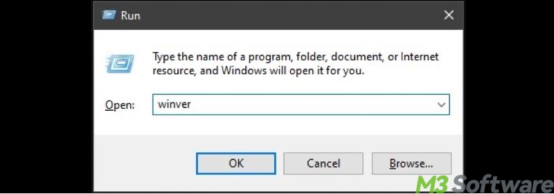 Winver in Run dialog box