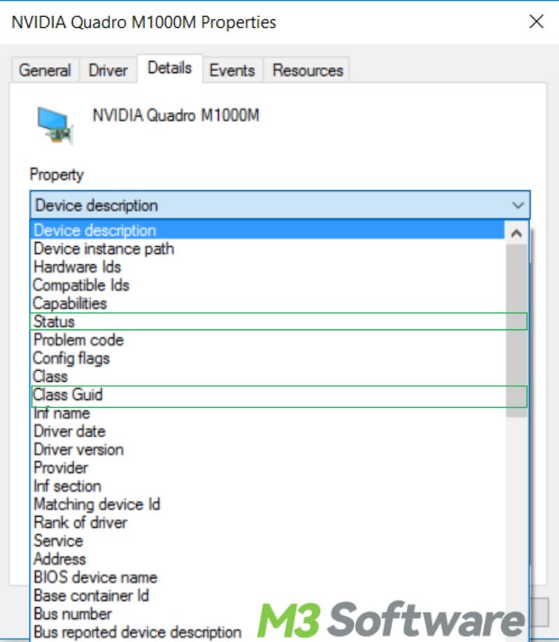 device properties in Windows Device Manager