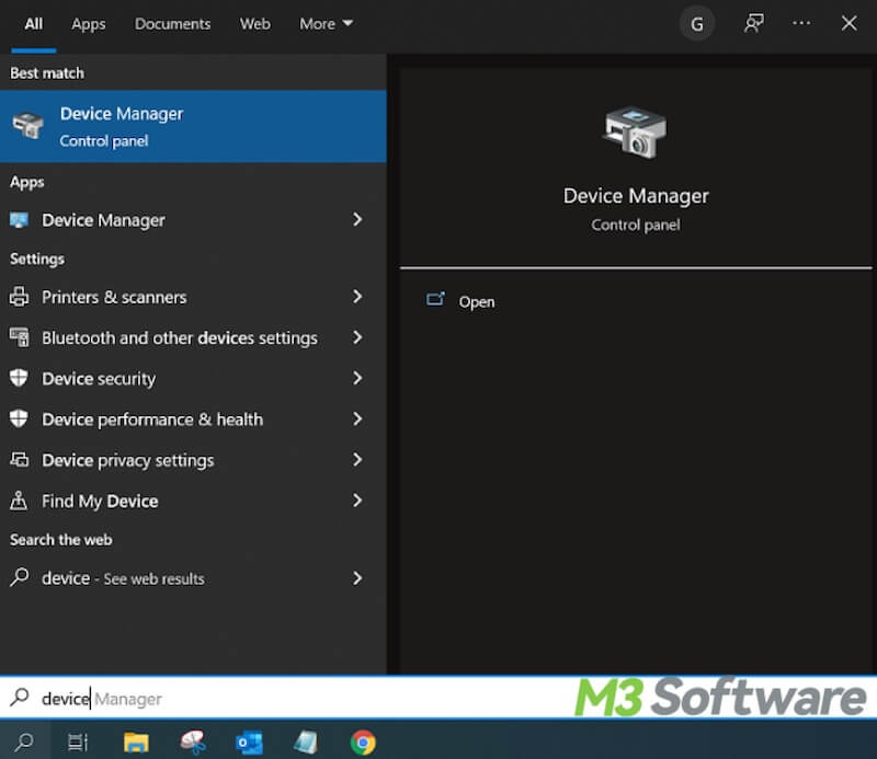 type Device Manager in search bar