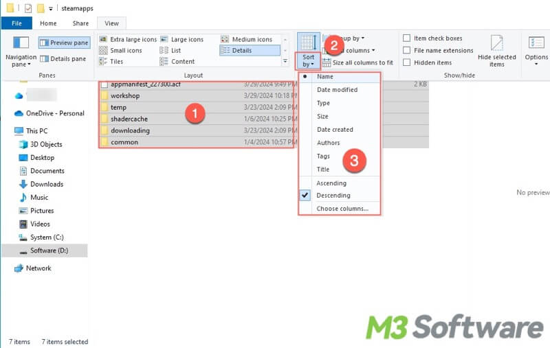 sort files and folders in Windows File Explorer